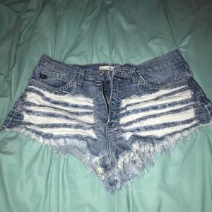 High waisted jean shorts